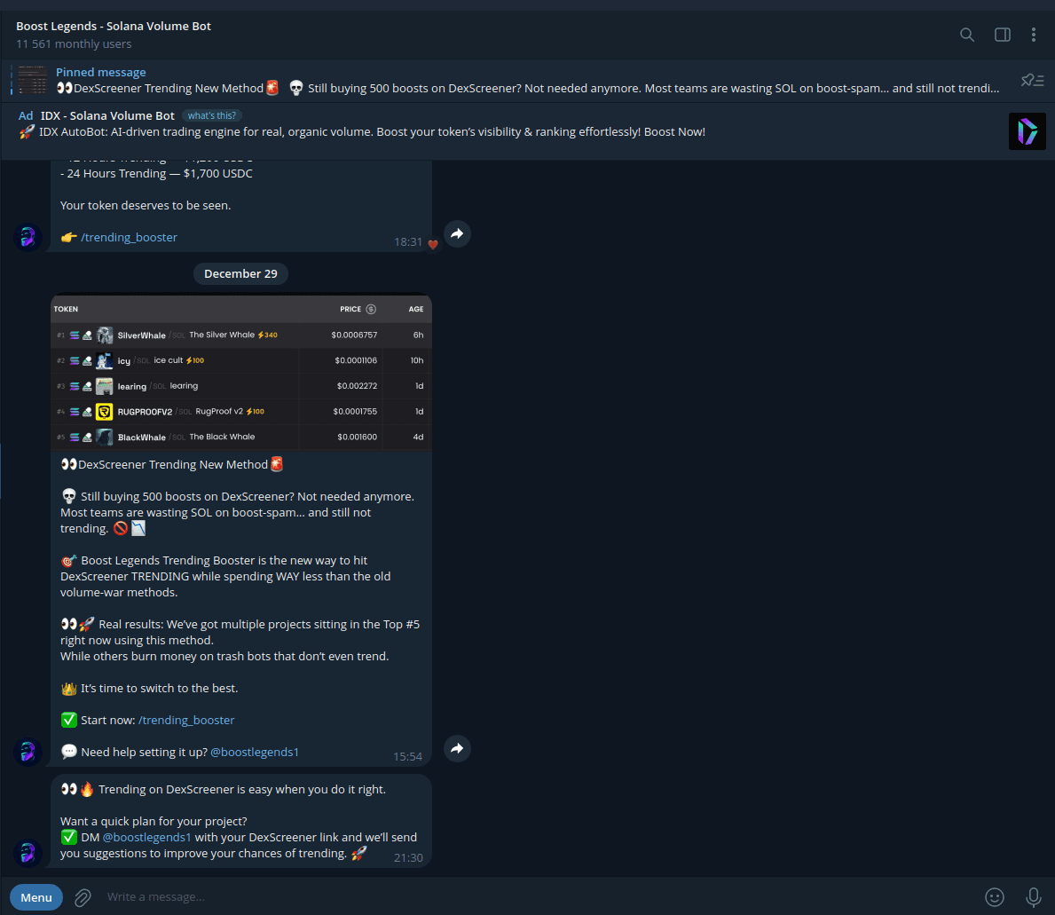 Boost Legend - Solana Volume bot